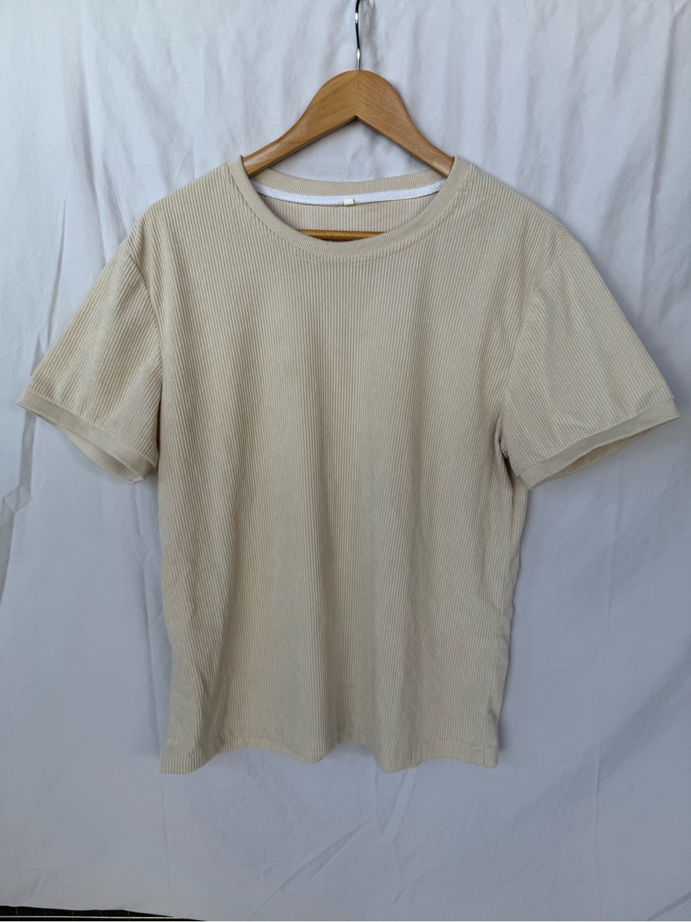 Men's Ribbed Short-Sleeve Tee in Cream